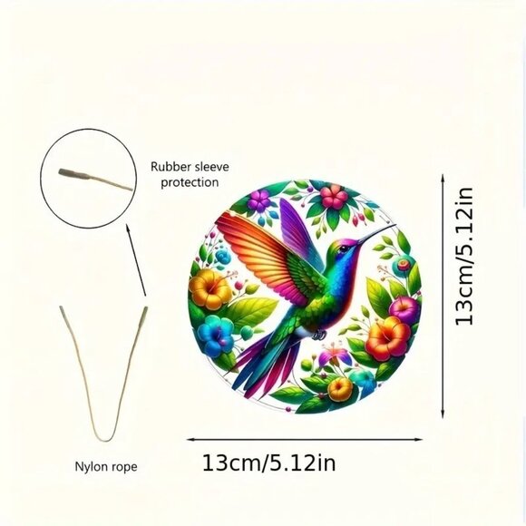 Hummingbird Suncatcher Flower Garden Bird Hanging Colorful In/Outdoor Window - Picture 2 of 3